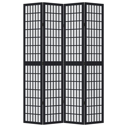 Kamerscherm met 4 panelen massief paulowniahout zwart