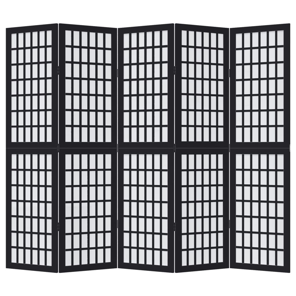 Kamerscherm met 5 panelen massief paulowniahout zwart