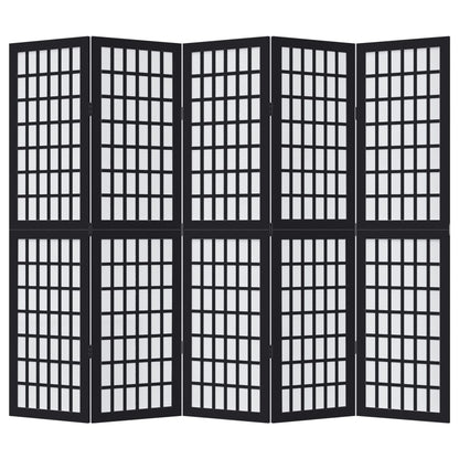Kamerscherm met 5 panelen massief paulowniahout zwart