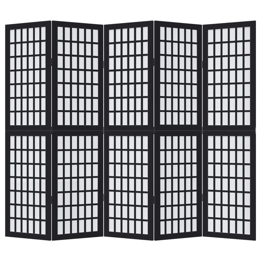 Kamerscherm met 5 panelen massief paulowniahout zwart