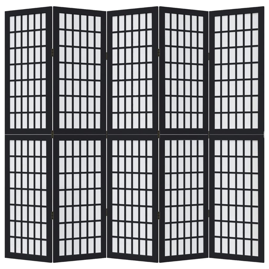 Kamerscherm met 5 panelen massief paulowniahout zwart
