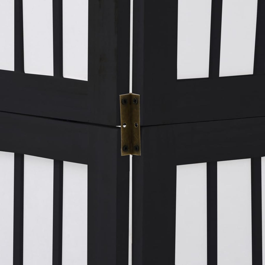 Kamerscherm met 5 panelen massief paulowniahout zwart
