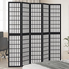 5-Panel Room Divider Solid Paulownia Wood Black