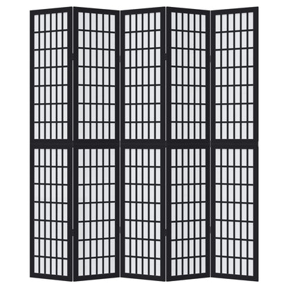 Kamerscherm met 5 panelen massief paulowniahout zwart