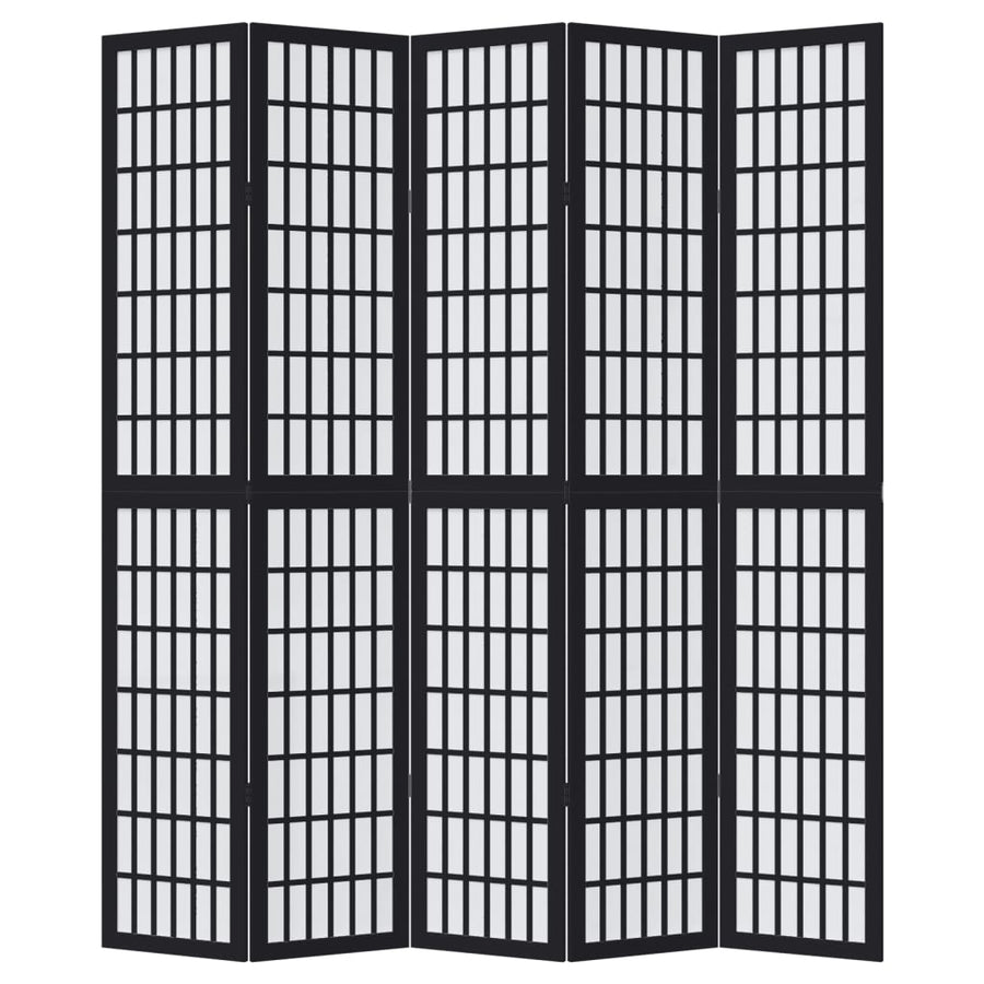 Kamerscherm met 5 panelen massief paulowniahout zwart