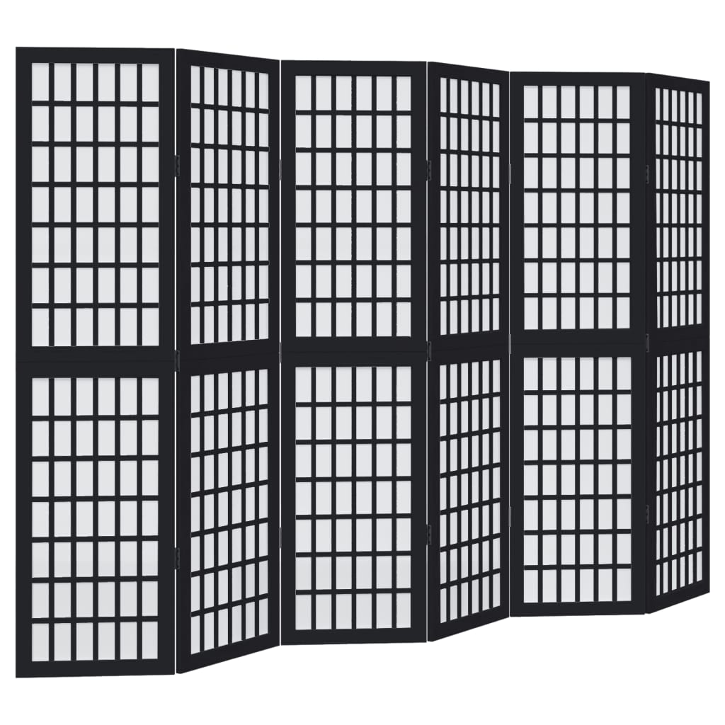 Kamerscherm met 6 panelen massief paulowniahout zwart
