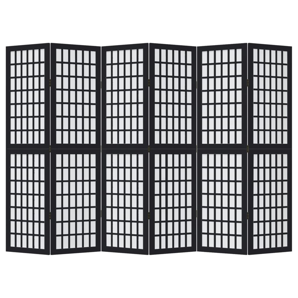 Kamerscherm met 6 panelen massief paulowniahout zwart