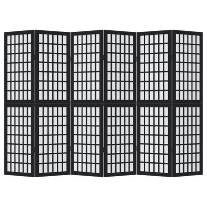 Kamerscherm met 6 panelen massief paulowniahout zwart