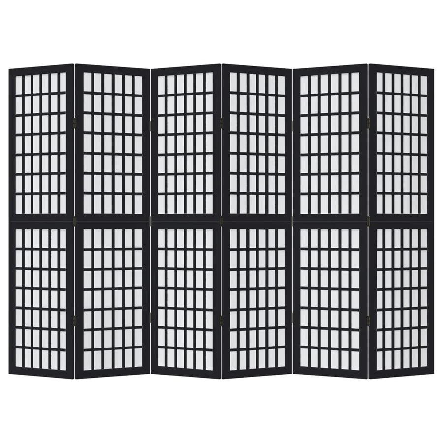 Kamerscherm met 6 panelen massief paulowniahout zwart