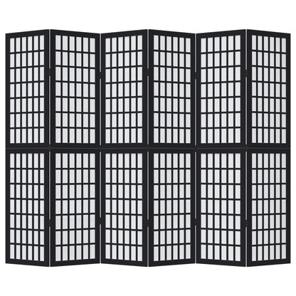 Kamerscherm met 6 panelen massief paulowniahout zwart