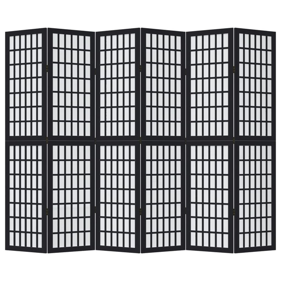 Kamerscherm met 6 panelen massief paulowniahout zwart