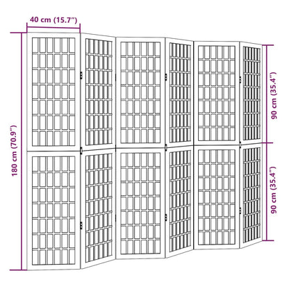 Kamerscherm met 6 panelen massief paulowniahout zwart