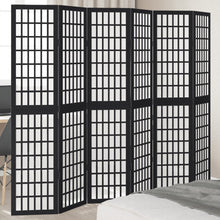 Kamerscherm met 6 panelen massief paulowniahout zwart