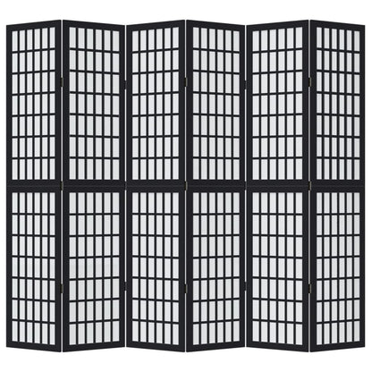 Kamerscherm met 6 panelen massief paulowniahout zwart