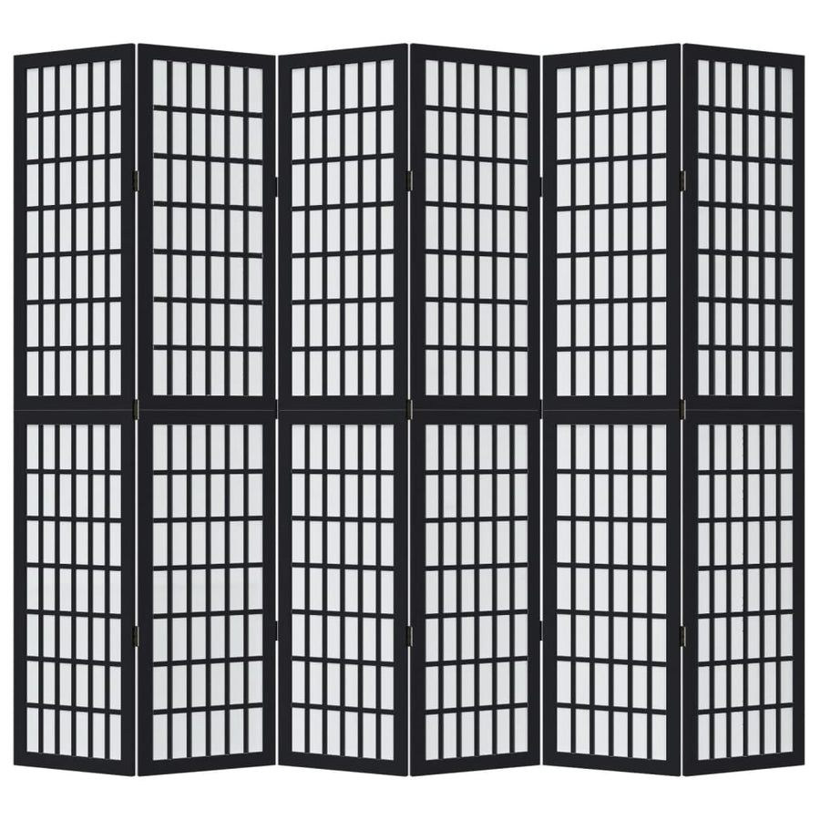 Kamerscherm met 6 panelen massief paulowniahout zwart