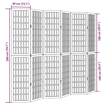 Kamerscherm met 6 panelen massief paulowniahout zwart