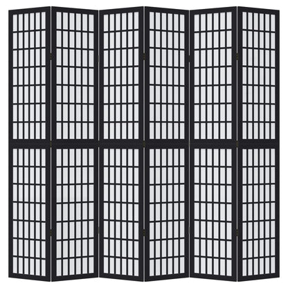 Kamerscherm met 6 panelen massief paulowniahout zwart