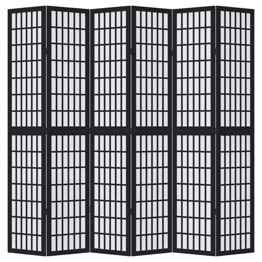 Kamerscherm met 6 panelen massief paulowniahout zwart