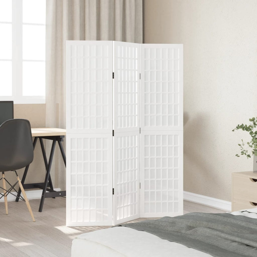 Kamerscherm Met 3 Panelen Massief Paulowniahout Wit