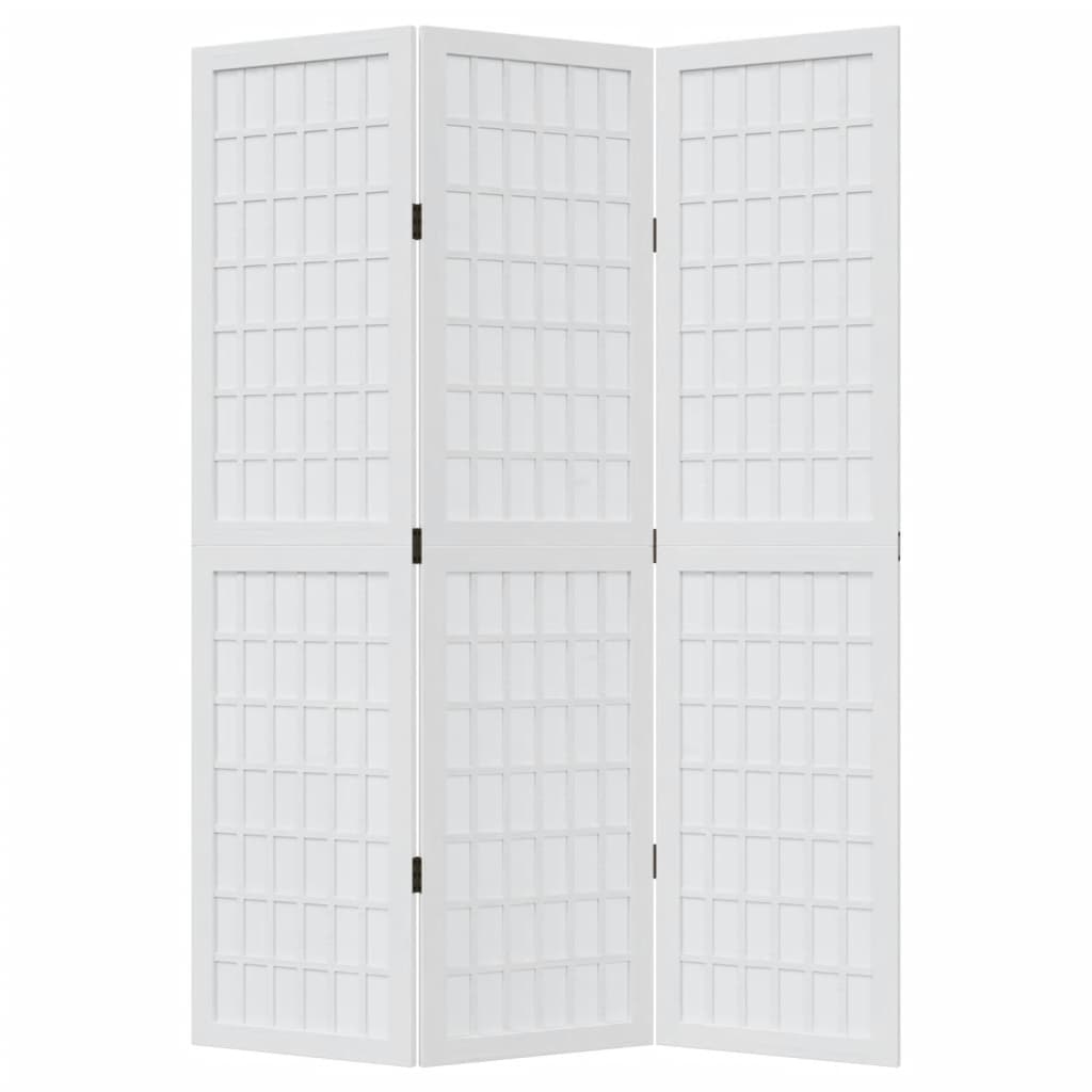 Kamerscherm Met 3 Panelen Massief Paulowniahout Wit