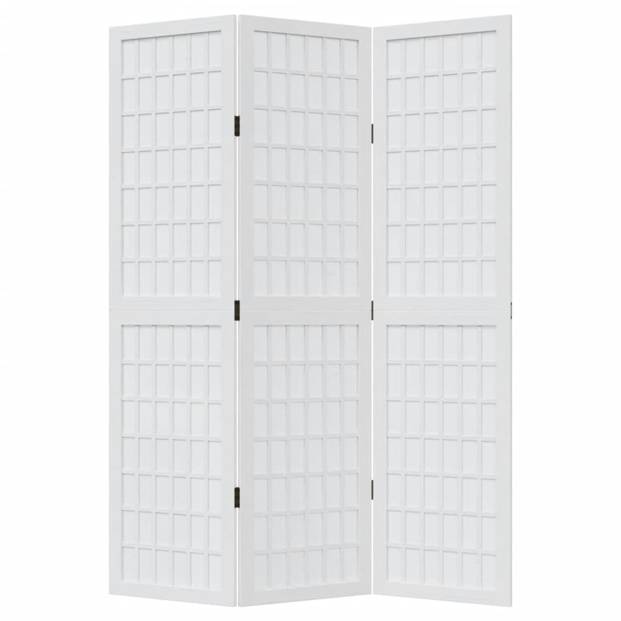 Kamerscherm Met 3 Panelen Massief Paulowniahout Wit