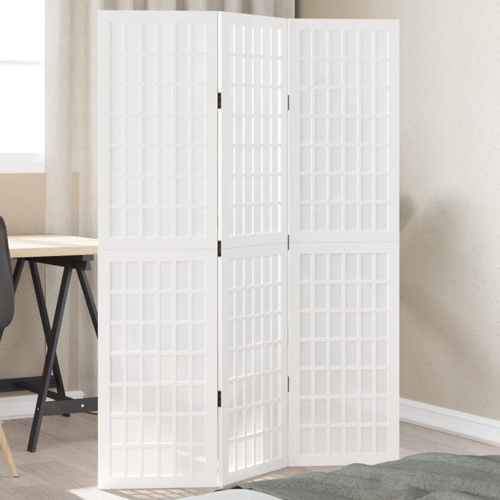 Kamerscherm Met 3 Panelen Massief Paulowniahout Wit