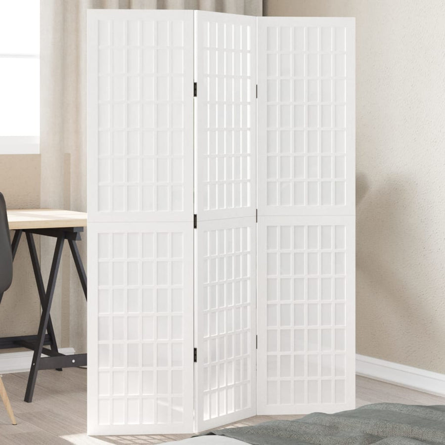 Kamerscherm Met 3 Panelen Massief Paulowniahout Wit