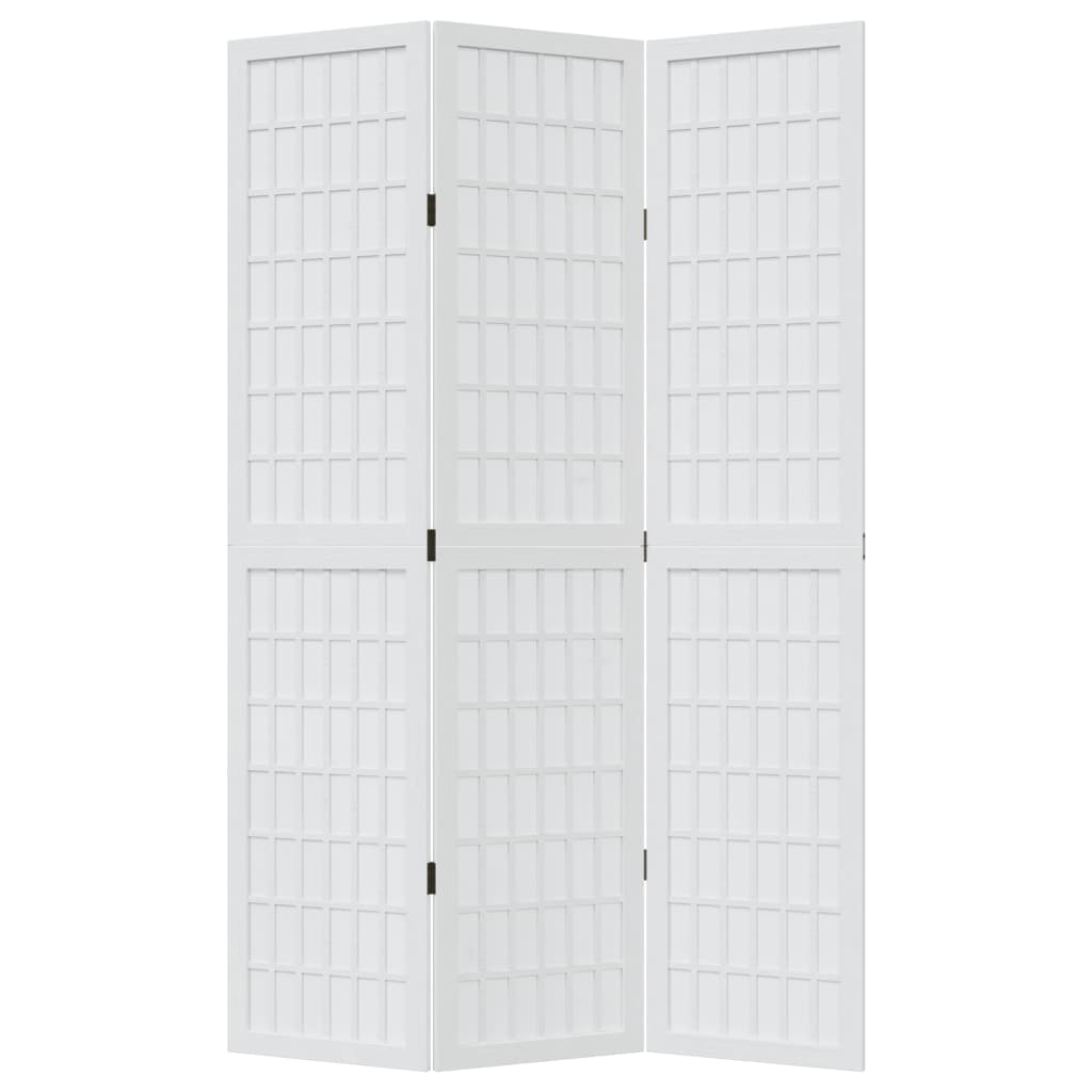 Kamerscherm met 3 panelen massief paulowniahout wit
