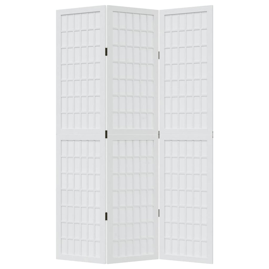 Kamerscherm met 3 panelen massief paulowniahout wit