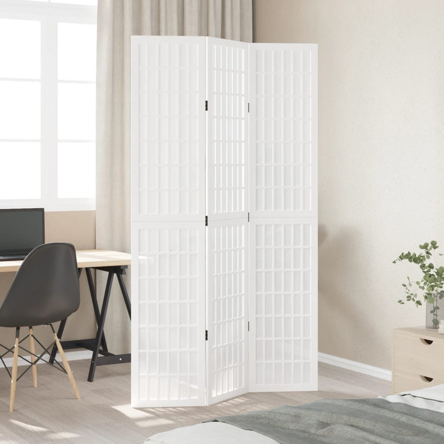 Kamerscherm Met 3 Panelen Massief Paulowniahout Wit 40 x 200 cm