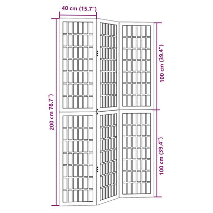 Kamerscherm Met 3 Panelen Massief Paulowniahout Wit 40 x 200 cm