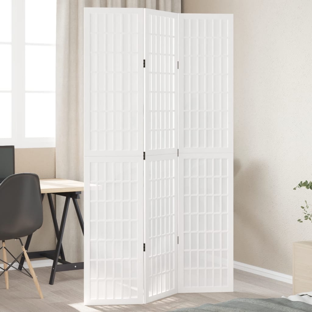 Kamerscherm Met 3 Panelen Massief Paulowniahout Wit 40 x 200 cm