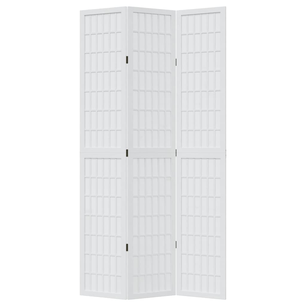 Kamerscherm met 3 panelen massief paulowniahout wit