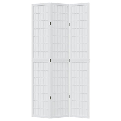 Kamerscherm met 3 panelen massief paulowniahout wit