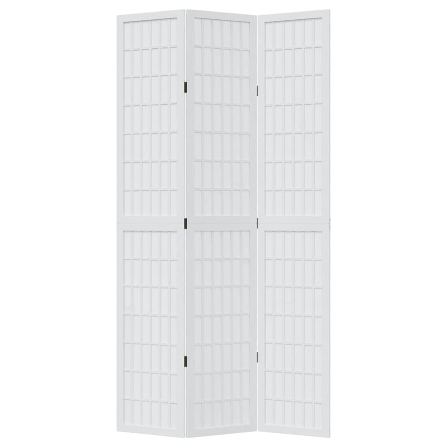 Kamerscherm met 3 panelen massief paulowniahout wit