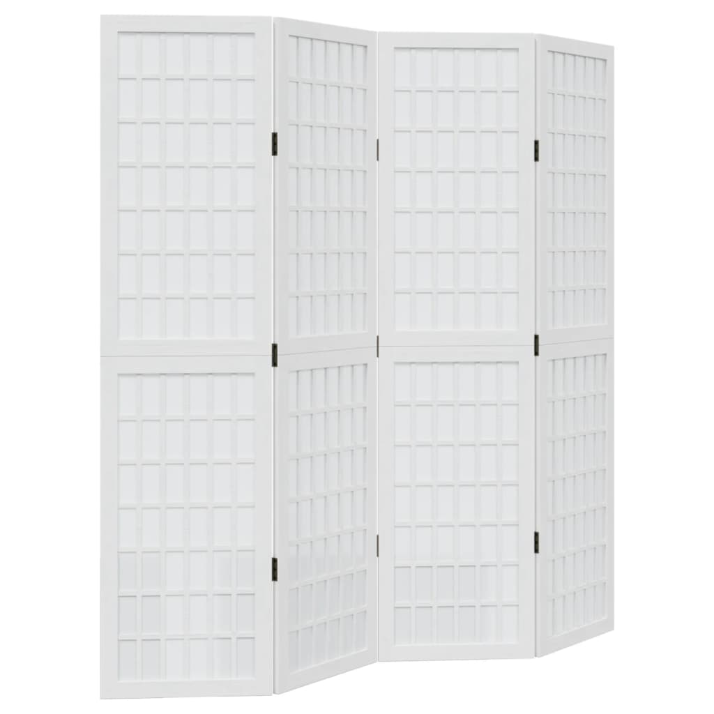 Kamerscherm Met 4 Panelen Massief Paulowniahout Wit