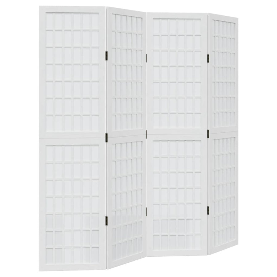 Kamerscherm Met 4 Panelen Massief Paulowniahout Wit