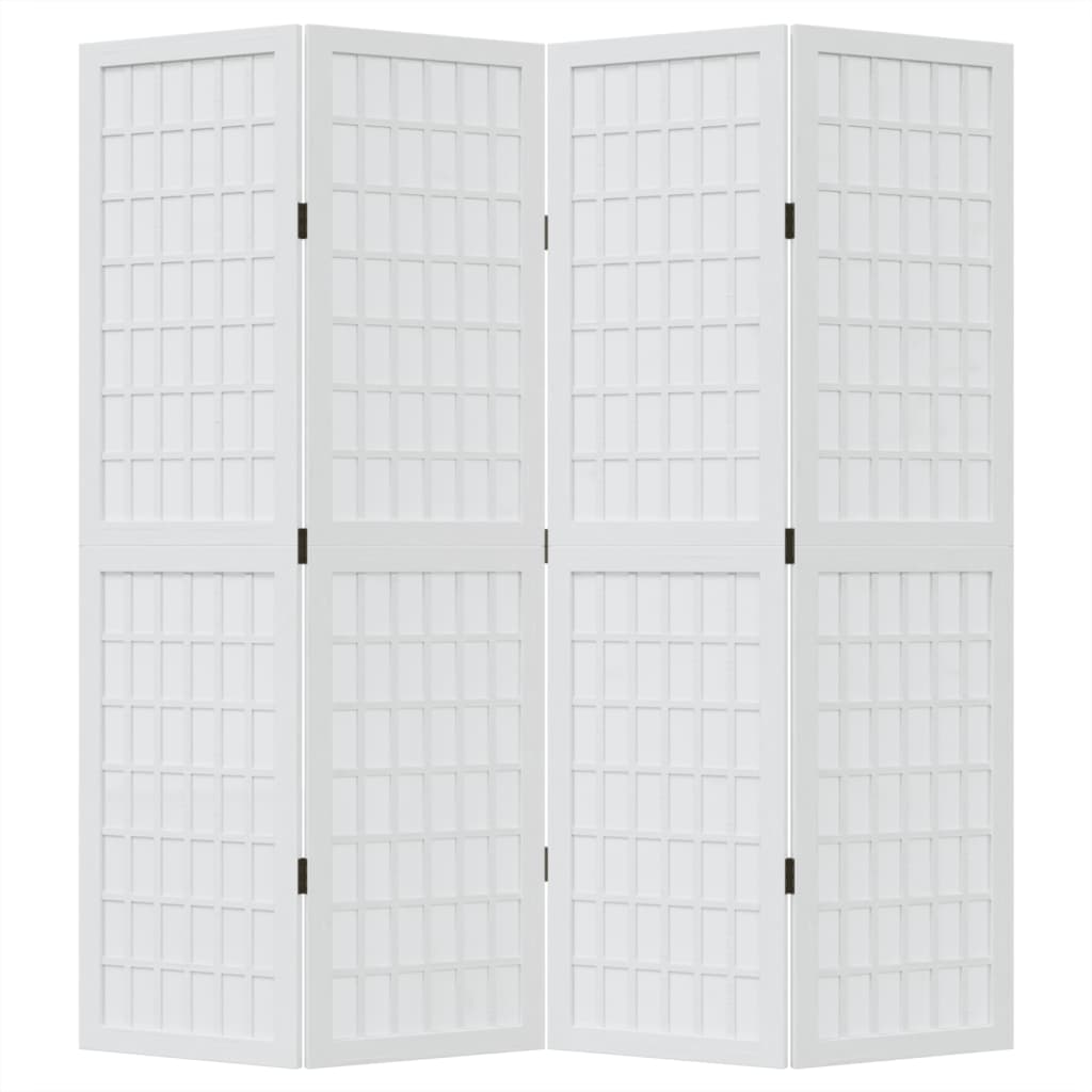 Kamerscherm Met 4 Panelen Massief Paulowniahout Wit