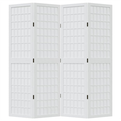 Kamerscherm Met 4 Panelen Massief Paulowniahout Wit