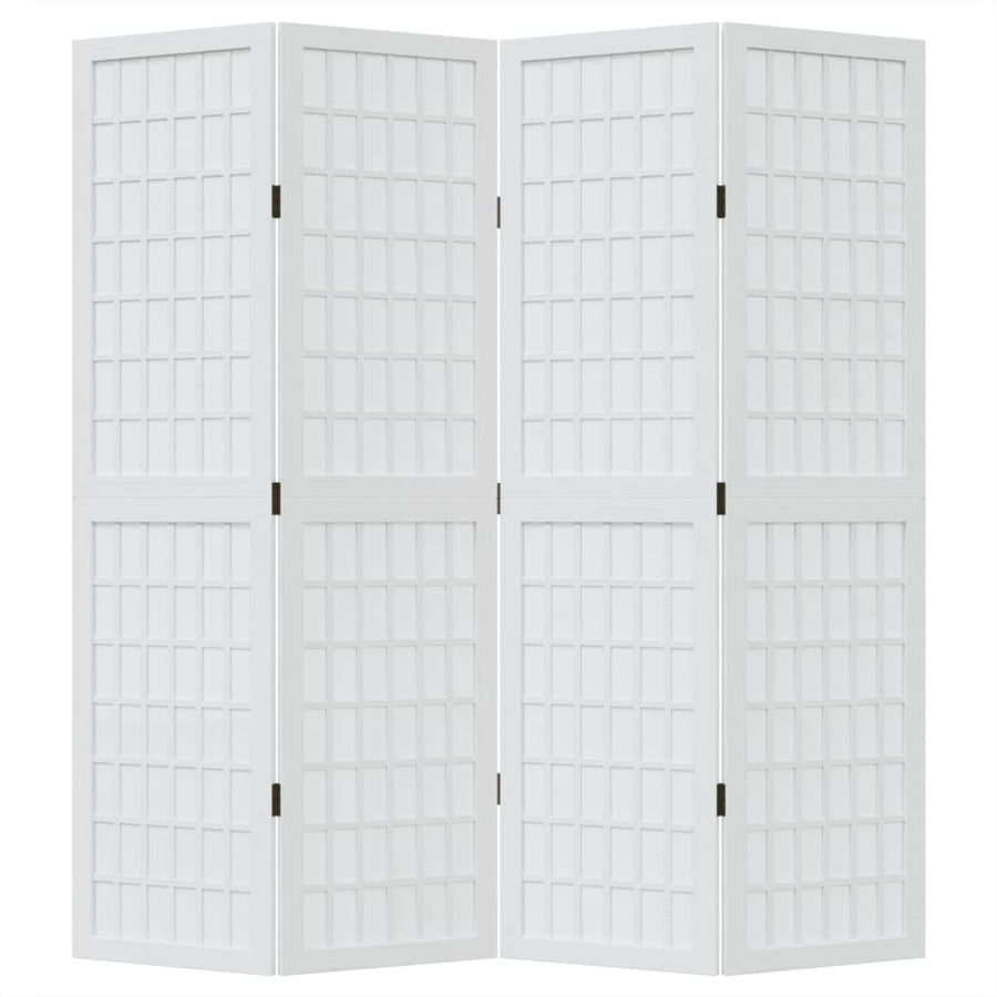 Kamerscherm Met 4 Panelen Massief Paulowniahout Wit