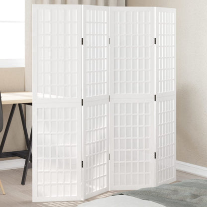 Kamerscherm Met 4 Panelen Massief Paulowniahout Wit