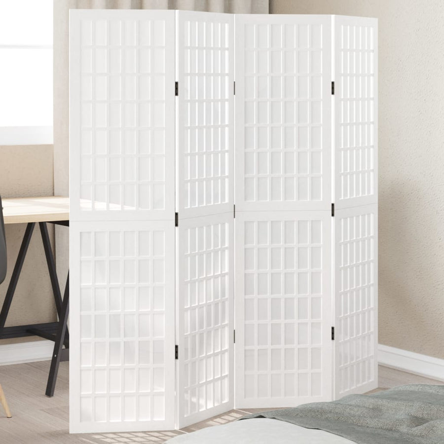 Kamerscherm Met 4 Panelen Massief Paulowniahout Wit