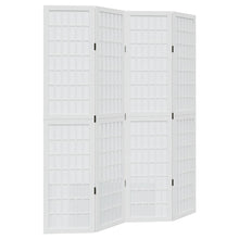 Kamerscherm met 4 panelen massief paulowniahout wit