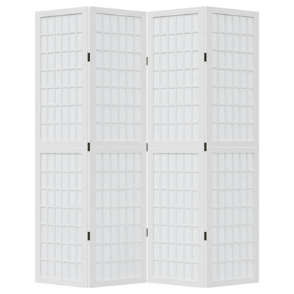 Kamerscherm met 4 panelen massief paulowniahout wit