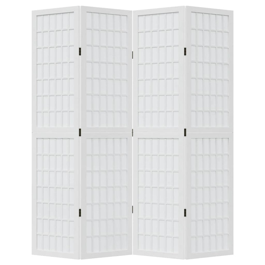 Kamerscherm met 4 panelen massief paulowniahout wit