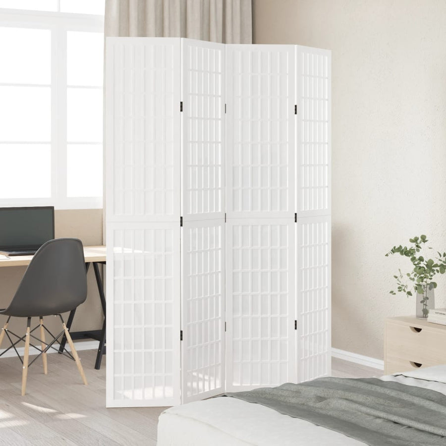 Kamerscherm Met 4 Panelen Massief Paulowniahout Wit 40 x 200 cm