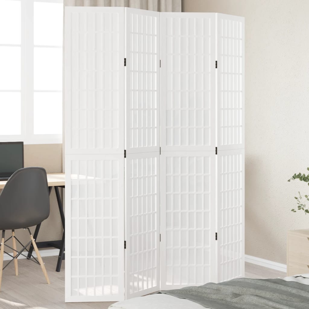 Kamerscherm Met 4 Panelen Massief Paulowniahout Wit 40 x 200 cm