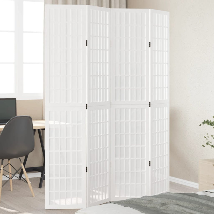 Kamerscherm Met 4 Panelen Massief Paulowniahout Wit 40 x 200 cm