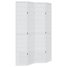 Kamerscherm met 4 panelen massief paulowniahout wit