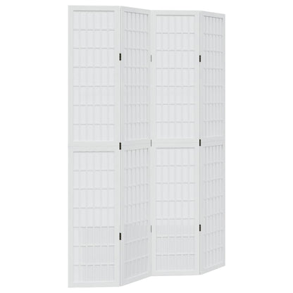Kamerscherm met 4 panelen massief paulowniahout wit
